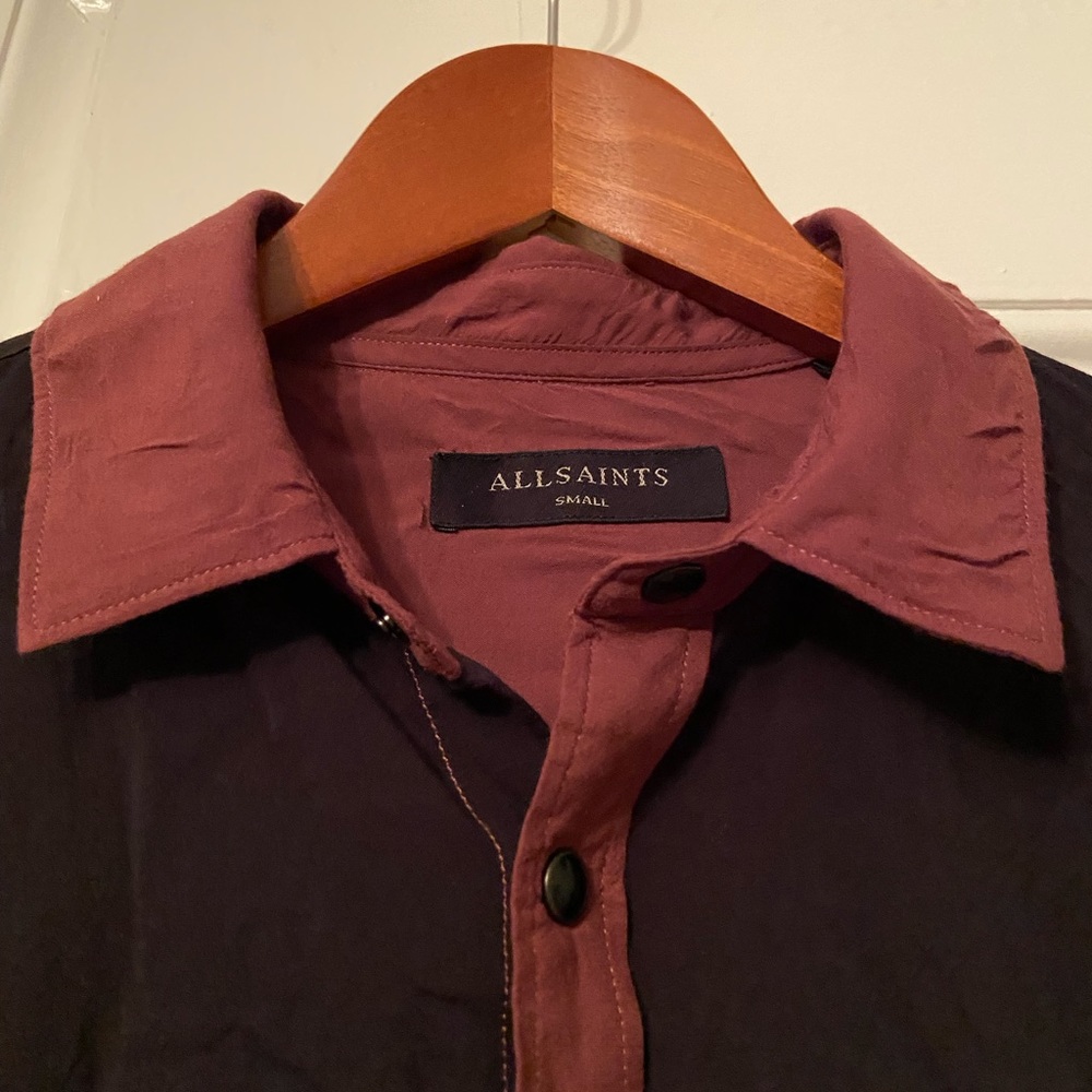 All Saints‎ Burgundy and Black Casual Button Down Shirt - Picture 3 of 3